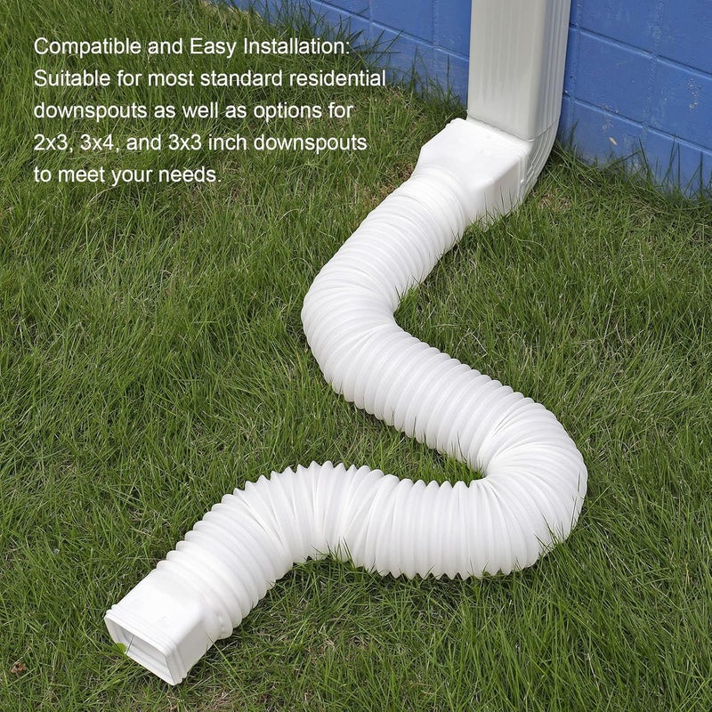 plusgutter 4 Pack Rain Gutter Downspout Extensions Flexible, Drain Downspout Extender,Down Spout Drain Extender, Gutter Connector Rainwater Drainage,Extendable from 21 to 68 Inches(White) - Image 5